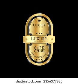 Vector collection set of exclusive  premium black and gold stickers for any design