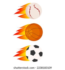 Vector collection set of flaming sport ball