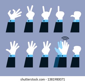 Vector collection set of flat hand gesture.