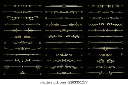 Vector collection set of gold decorative ornament