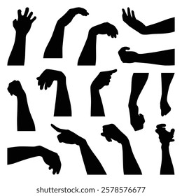 Vector collection set of hand gesture silhouettes.