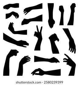 Vector collection set of hand gesture silhouettes.	
