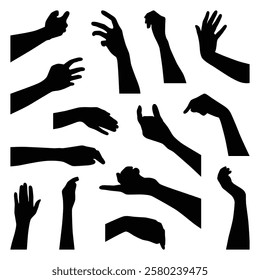 Vector collection set of hand gesture silhouettes.