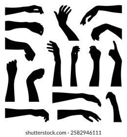 Vector collection set of hand gesture silhouettes.	
