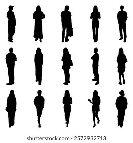 Vector collection set of individual people silhouettes.