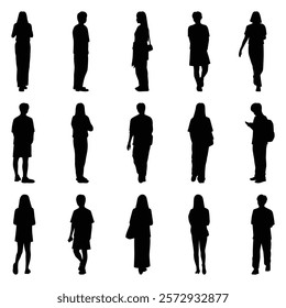 Vector collection set of individual people silhouettes.