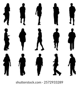 Vector collection set of individual people silhouettes.