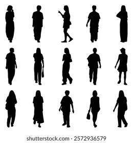 Vector collection set of individual people silhouettes.