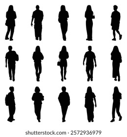 Vector collection set of individual people silhouettes.