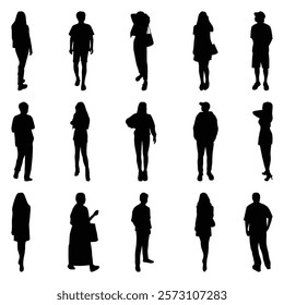 Vector collection set of individual people silhouettes.