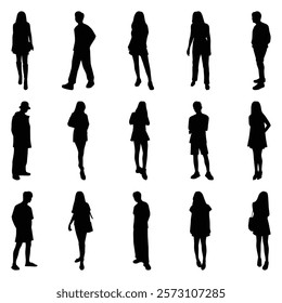 Vector collection set of individual people silhouettes.