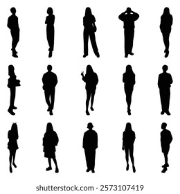 Vector collection set of individual people silhouettes.