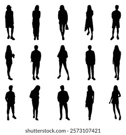 Vector collection set of individual people silhouettes.