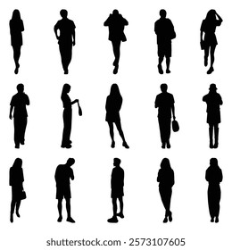 Vector collection set of individual people silhouettes.