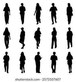 Vector collection set of individual people silhouettes.