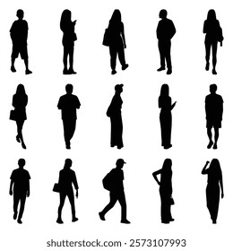 Vector collection set of individual people silhouettes.