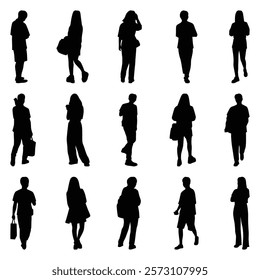 Vector collection set of individual people silhouettes.