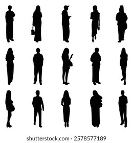 Vector collection set of individual people silhouettes.