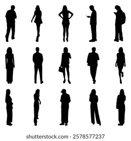 Vector collection set of individual people silhouettes.