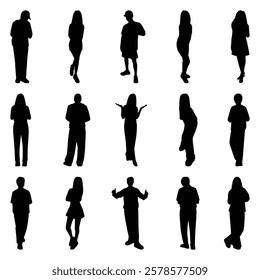 Vector collection set of individual people silhouettes.