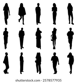 Vector collection set of individual people silhouettes.