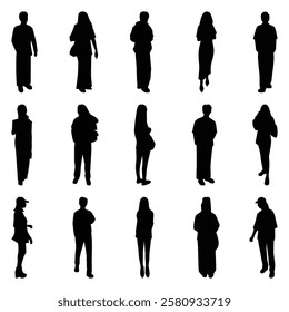 Vector collection set of individual people silhouettes.