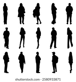 Vector collection set of individual people silhouettes.