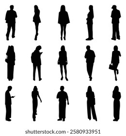 Vector collection set of individual people silhouettes.