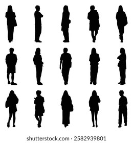 Vector collection set of individual people silhouettes.	