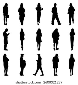 Vector collection set of individual people silhouettes.