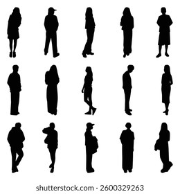 Vector collection set of individual people silhouettes.