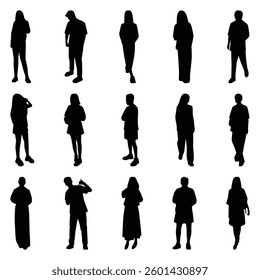Vector collection set of individual people silhouettes.