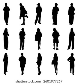Vector collection set of individual people silhouettes.