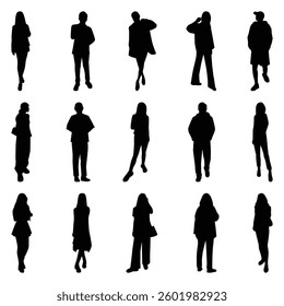 Vector collection set of individual people silhouettes.
