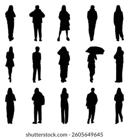 Vector collection set of individual people silhouettes.