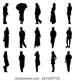 Vector collection set of individual people silhouettes.
