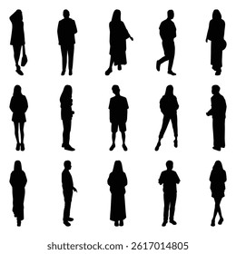 Vector collection set of individual people silhouettes.