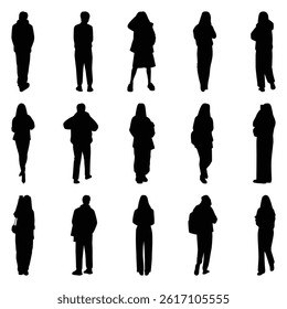 Vector collection set of individual people silhouettes.
