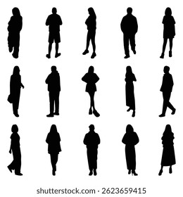 Vector collection set of individual people silhouettes.