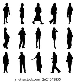Vector collection set of individual people silhouettes.