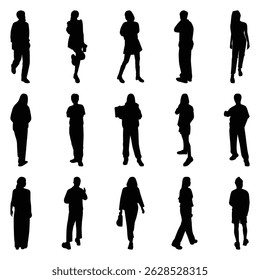 Vector collection set of individual people silhouettes.