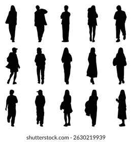 Conjunto de coleção de vetores de silhuetas individuais de pessoas.	
