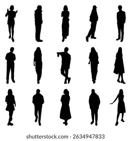Conjunto de coleção de vetores de silhuetas individuais de pessoas.