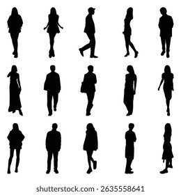 Vector collection set of individual people silhouettes.