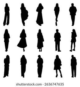 Vector collection set of individual people silhouettes.