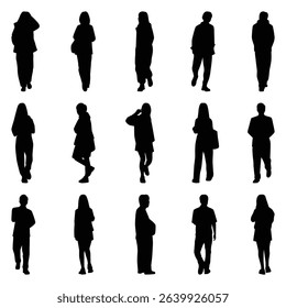 Vector collection set of individual people silhouettes.