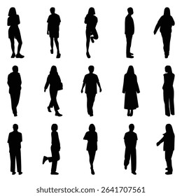 Vector collection set of individual people silhouettes.