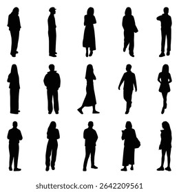 Vector collection set of individual people silhouettes.	