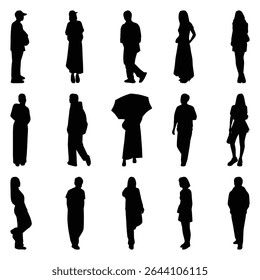 Conjunto de coleção de vetores de silhuetas individuais de pessoas.