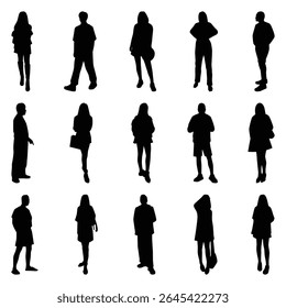 Conjunto de coleção de vetores de silhuetas individuais de pessoas.	